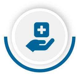 icon blue with a hand and cross